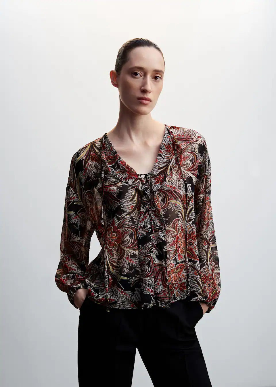 Ruffle bow blouse