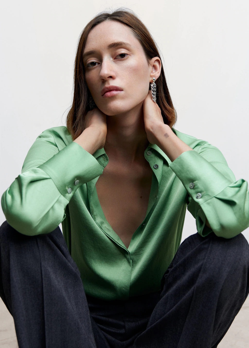 Satin finish flowy shirt