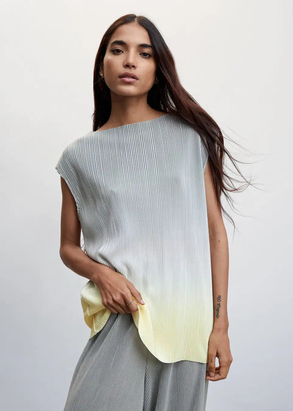 Pleated strap top