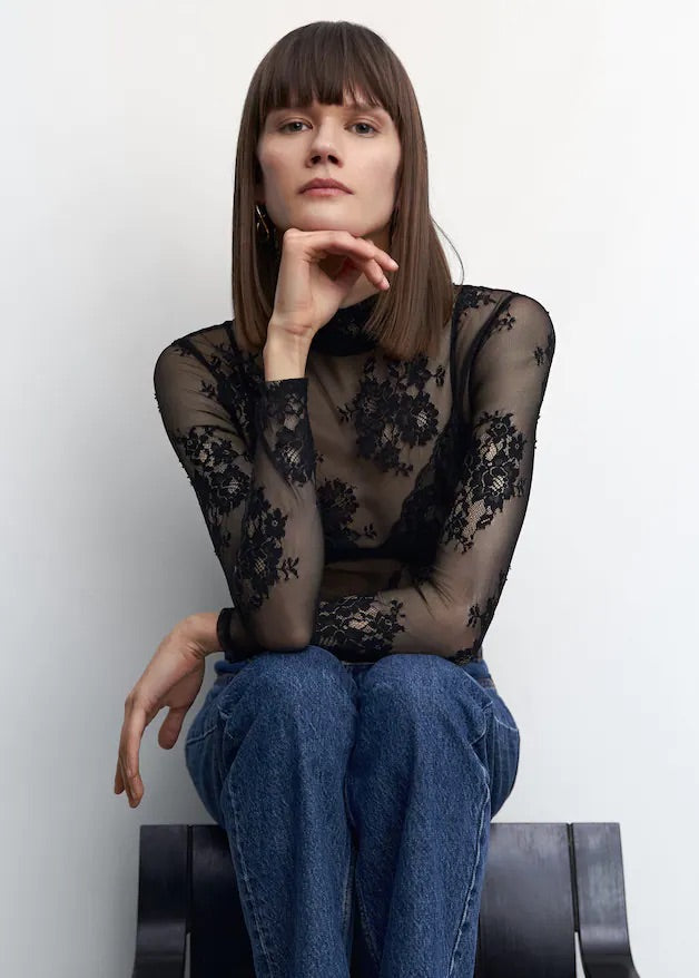 Floral lace T-shirt