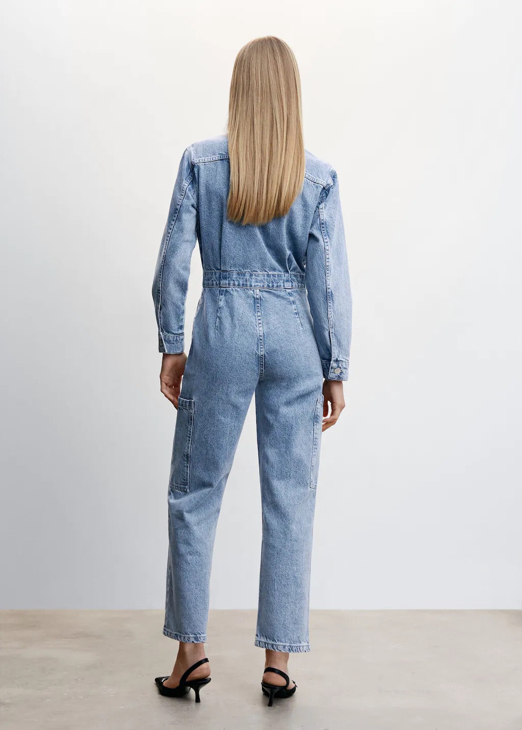 Denim cargo jumpsuit