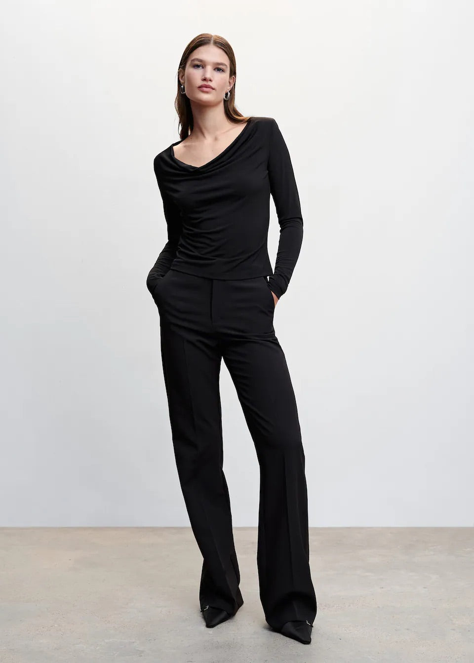 Draped neckline T-shirt