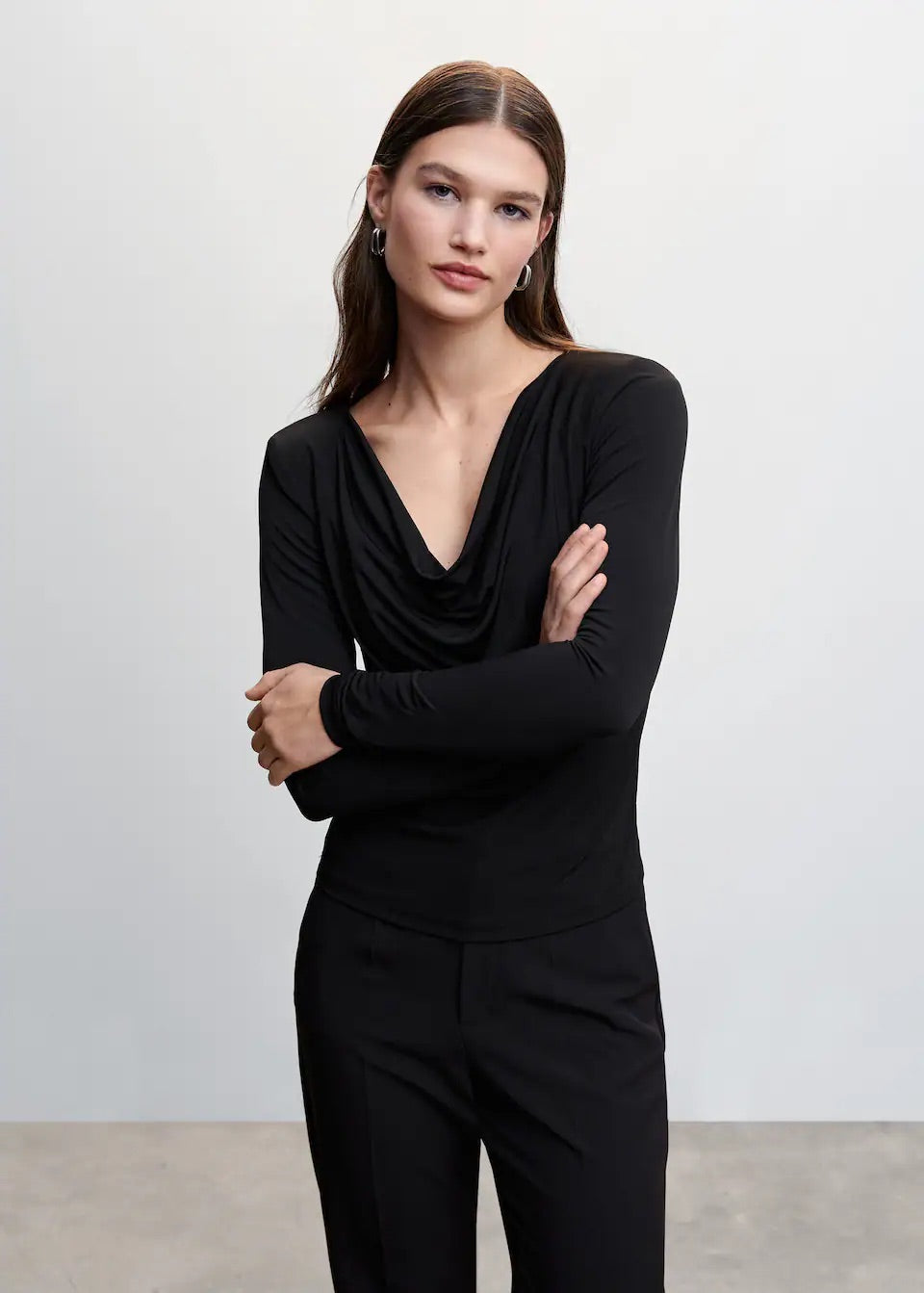 Draped neckline T-shirt