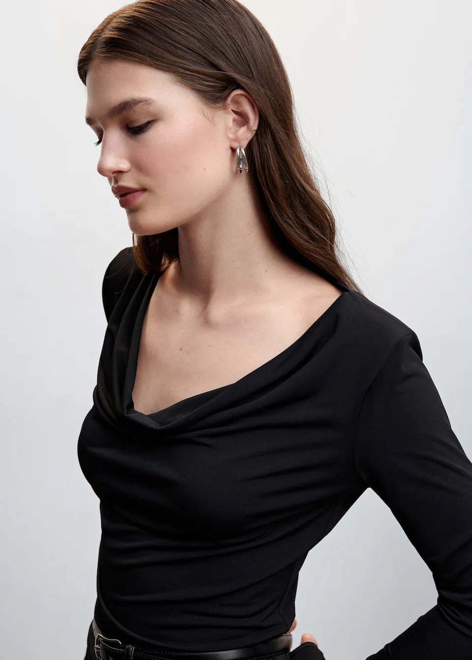 Draped neckline T-shirt