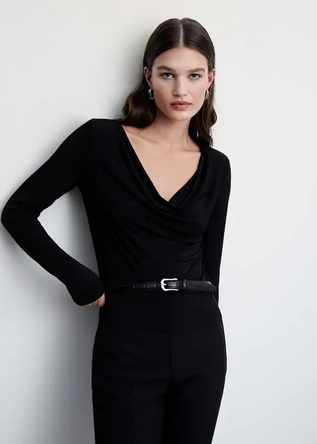 Draped neckline T-shirt