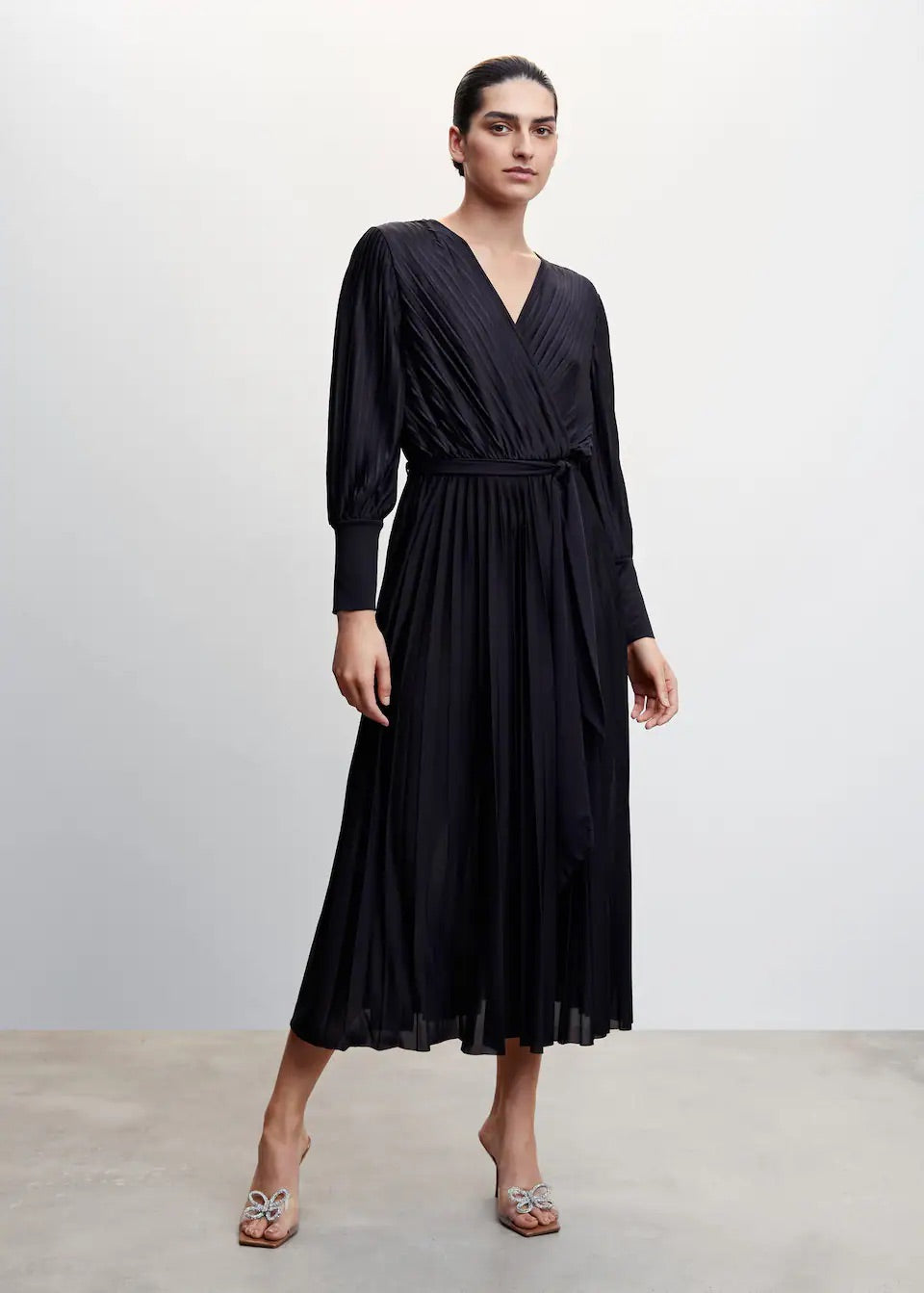 Pleated wrap dress