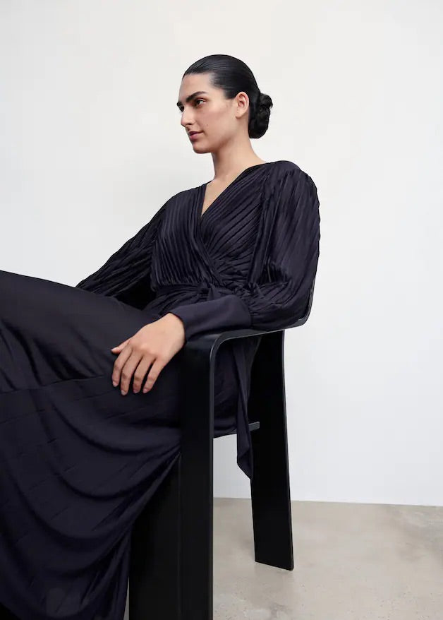 Pleated wrap dress