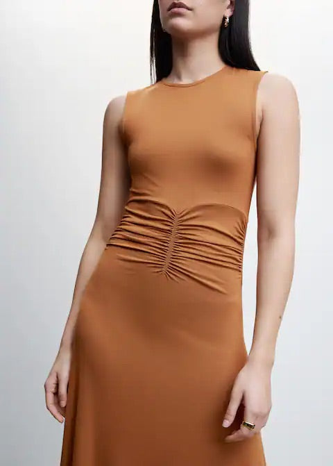 Dress with gathered waist