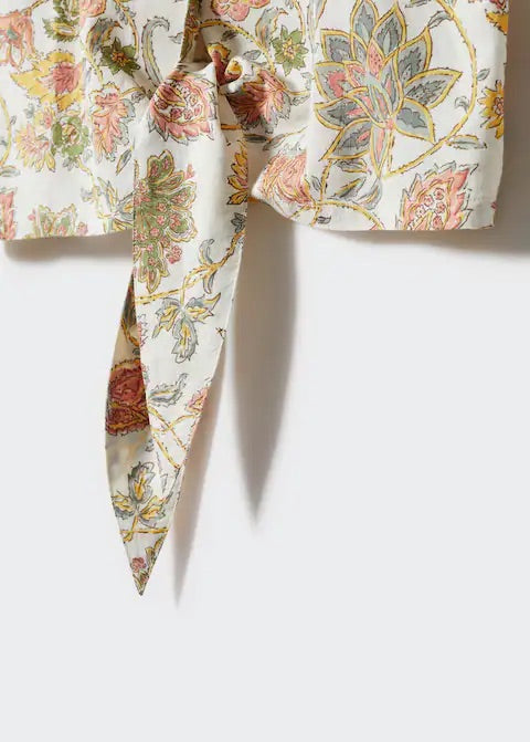 Floral linen-blend shirt