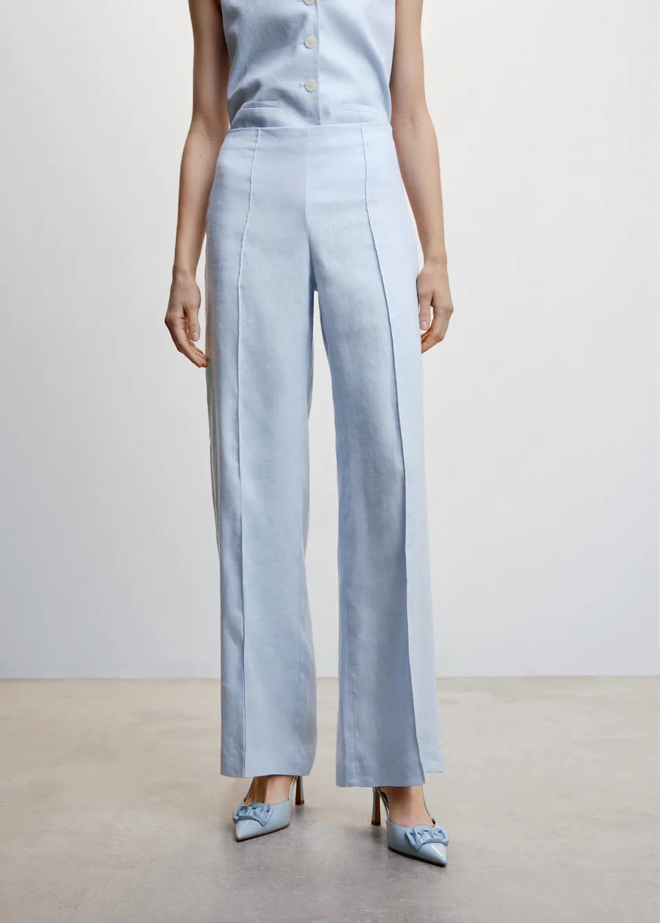 100% linen wideleg trousers