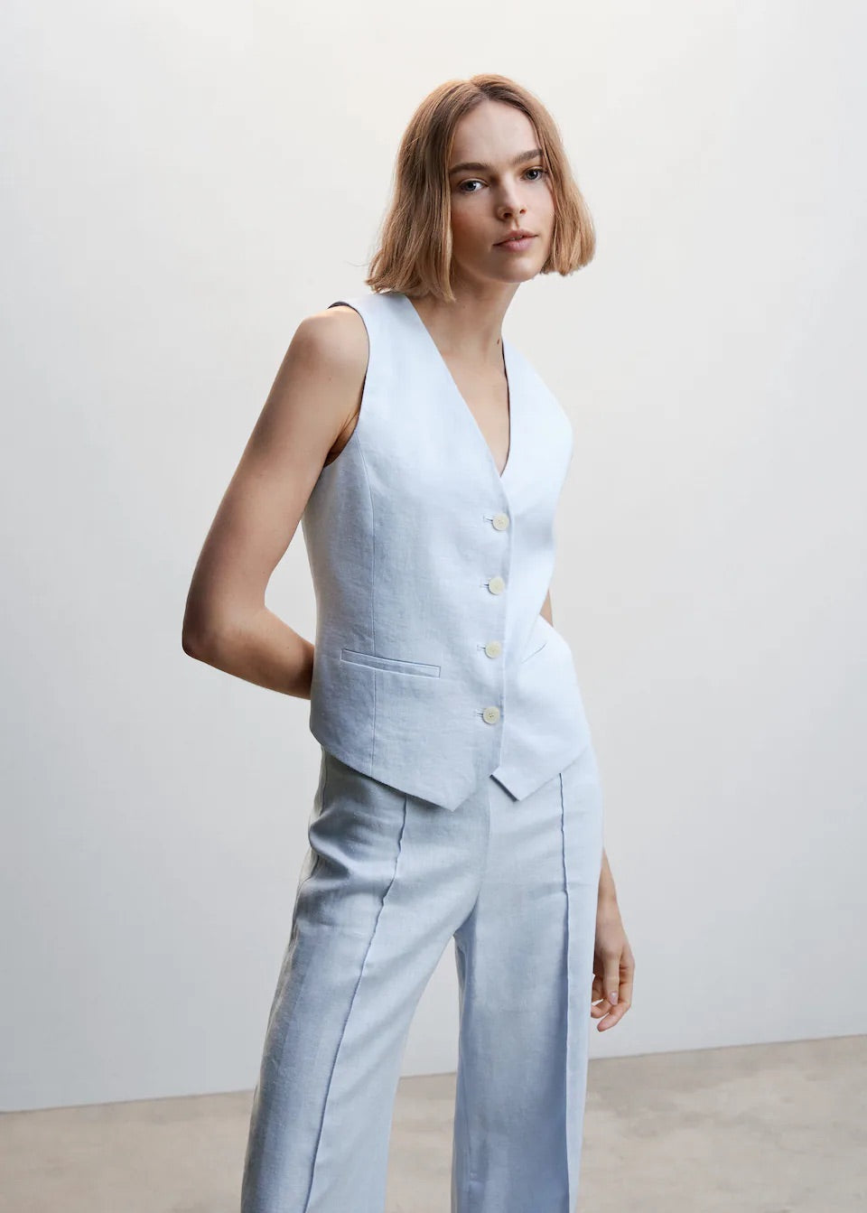 100% linen wideleg trousers