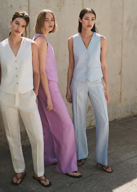 100% linen wideleg trousers