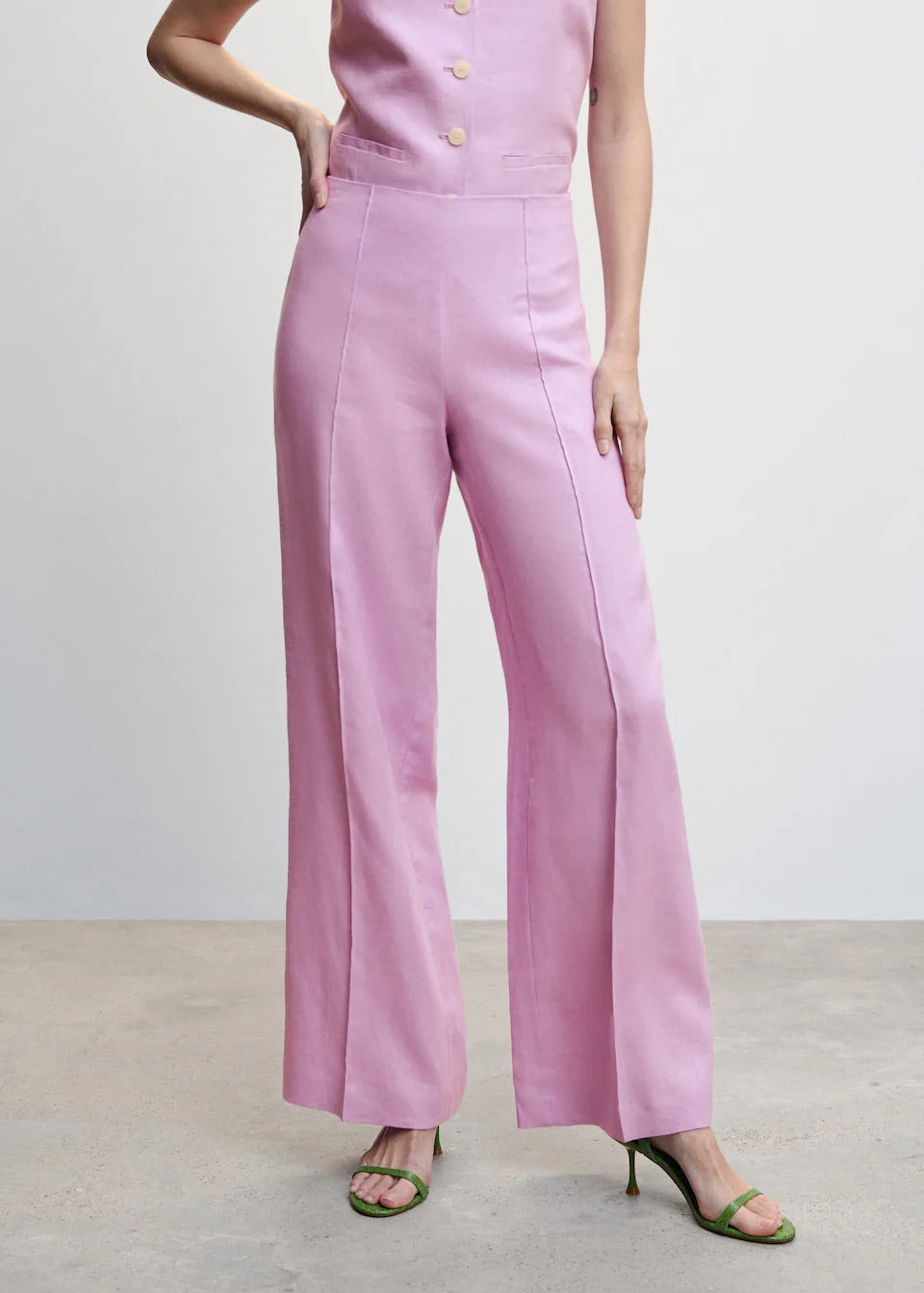 100% linen wideleg trousers