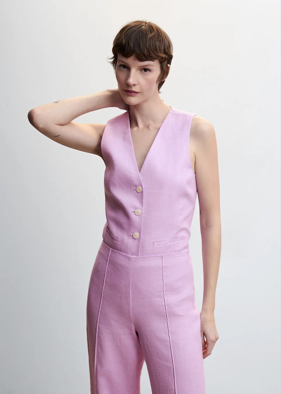 100% linen wideleg trousers