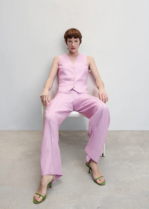 100% linen wideleg trousers