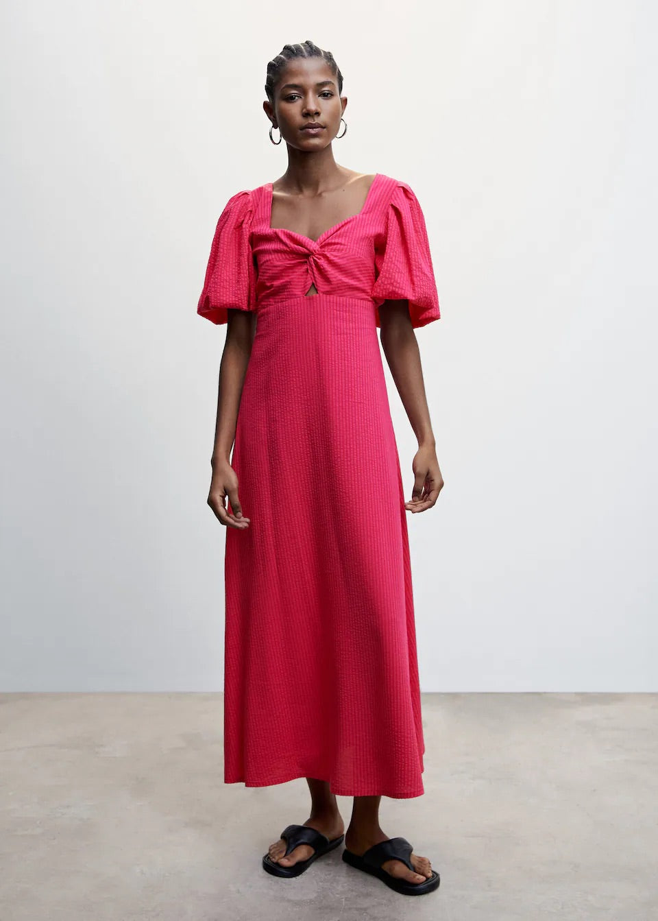 Puffed sleeves texture dress
