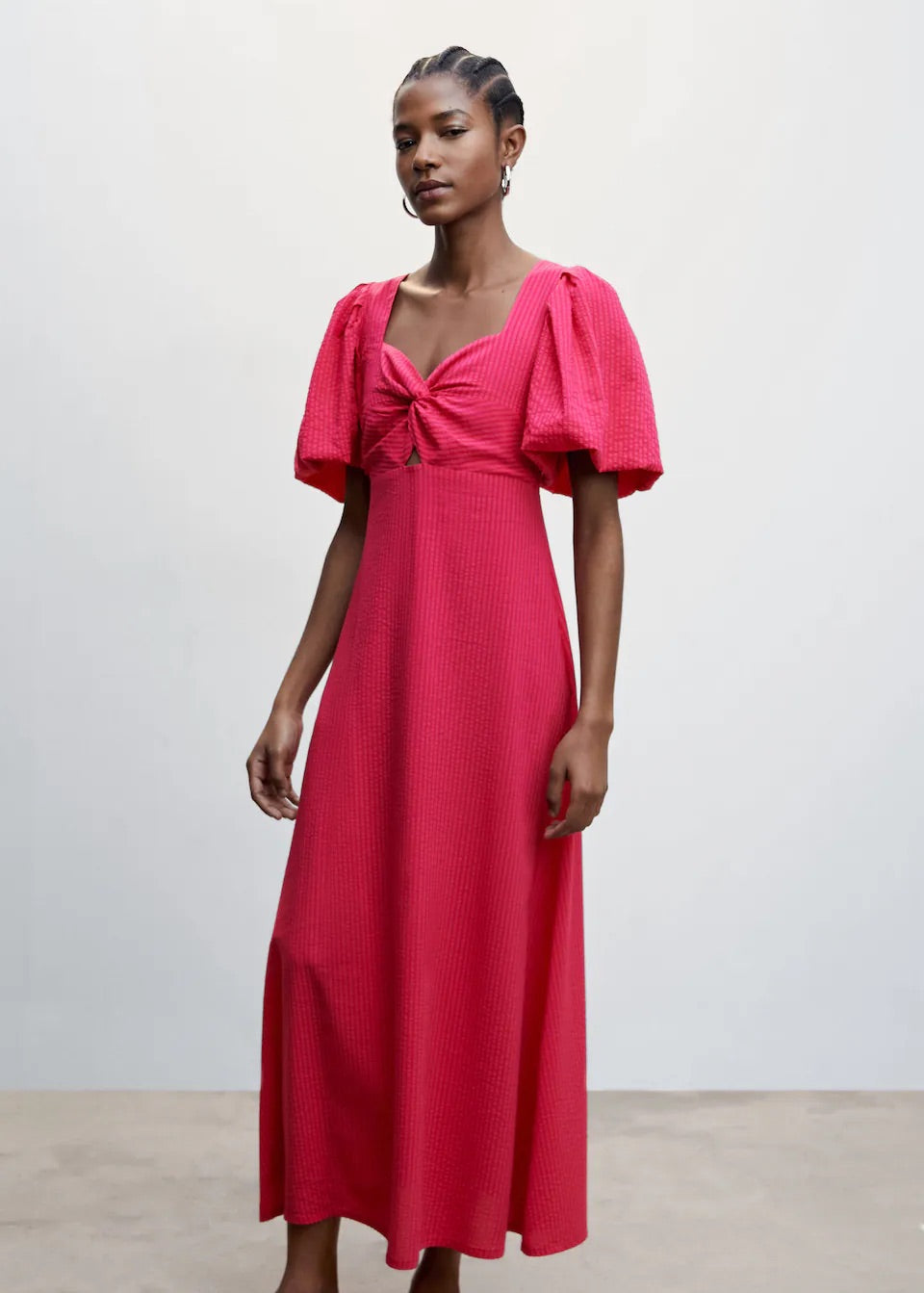 Puffed sleeves texture dress
