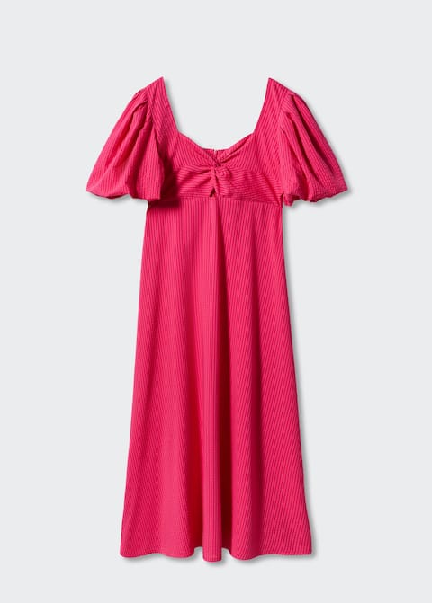 Puffed sleeves texture dress