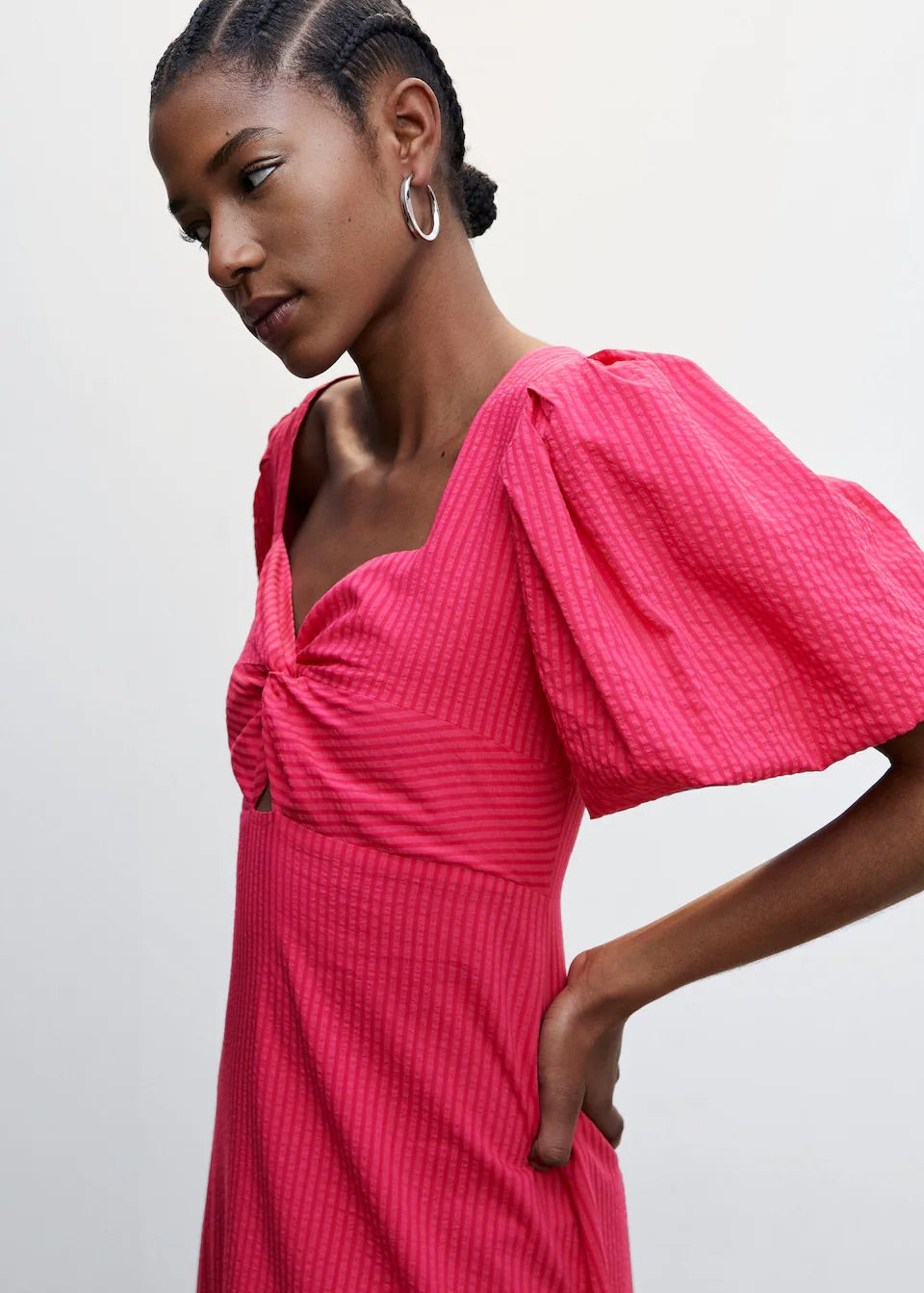 Puffed sleeves texture dress