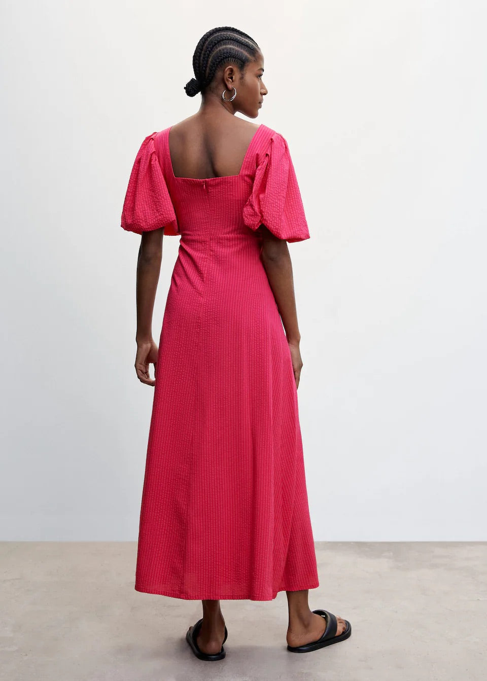 Puffed sleeves texture dress