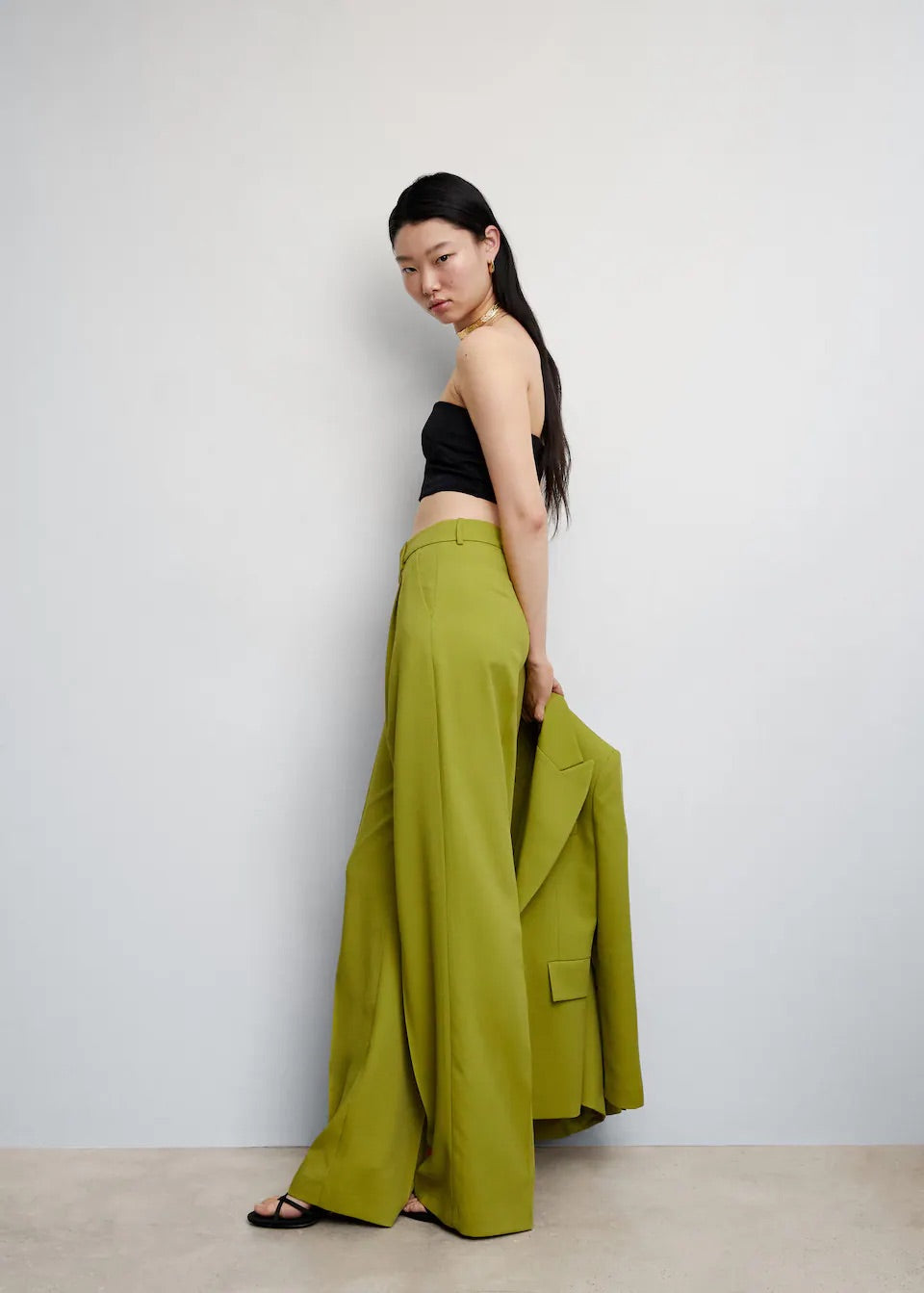 wide leg suit trousers