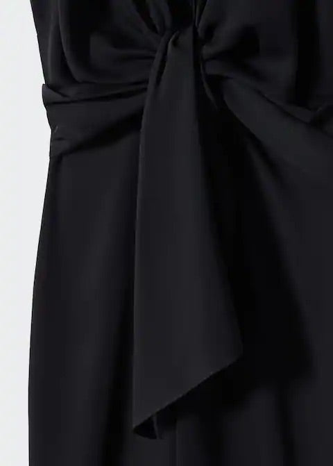 Short-sleeved jumpsuit with knot detail