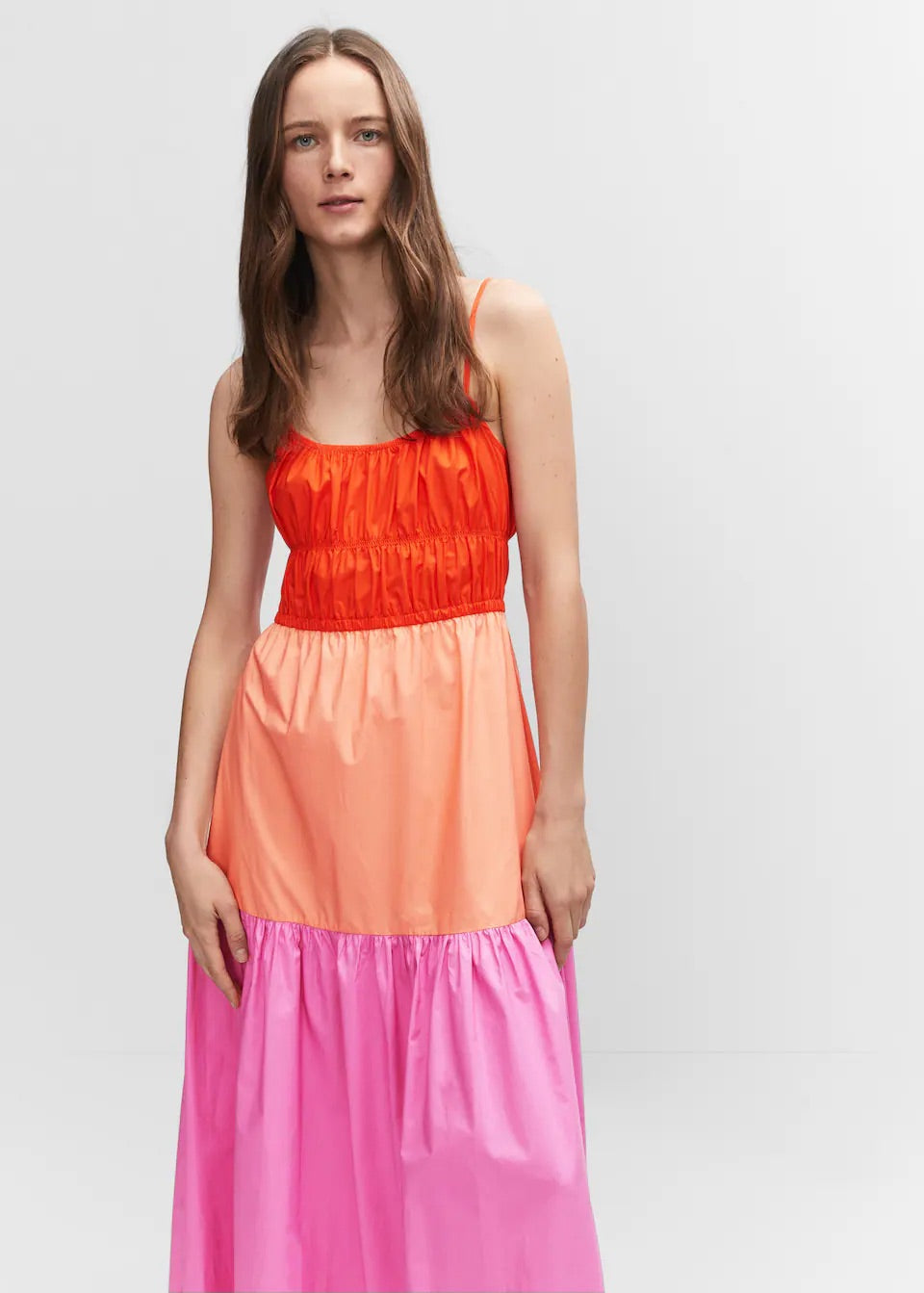 Gathered tricolor dress