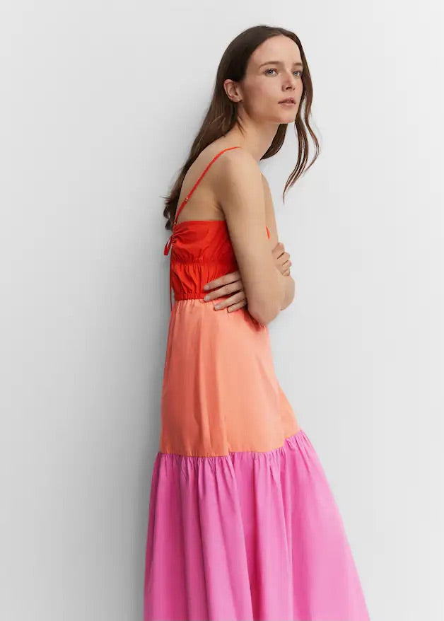 Gathered tricolor dress