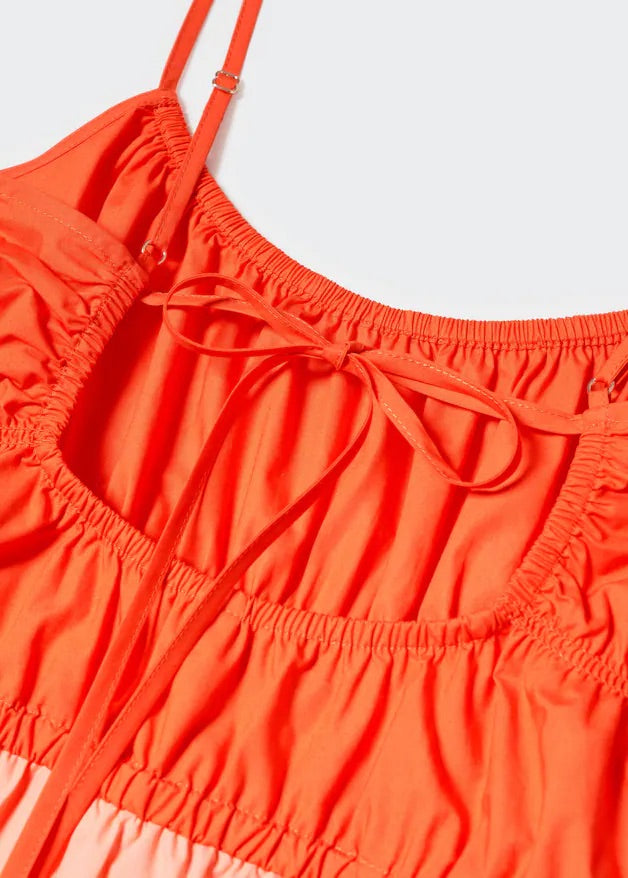 Gathered tricolor dress