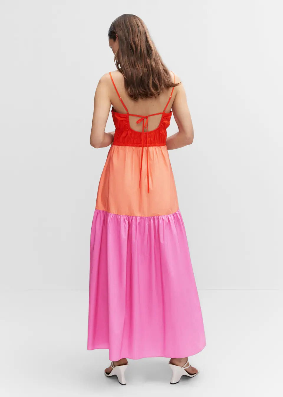 Gathered tricolor dress