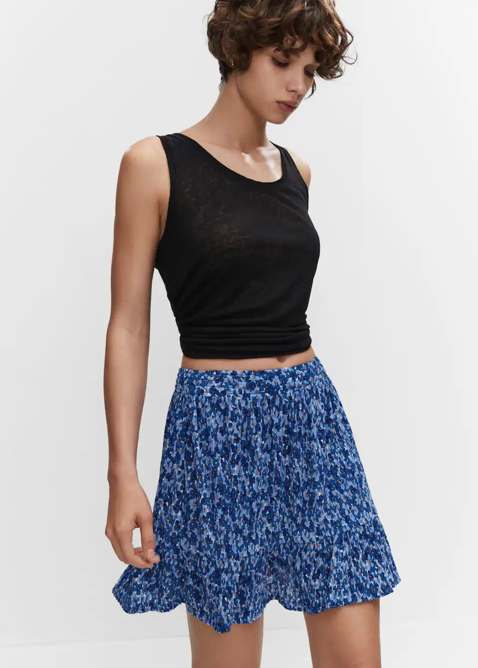 Textured printed skirt