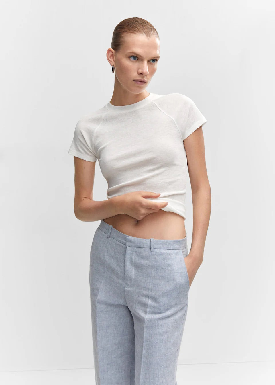 Textured linen trousers