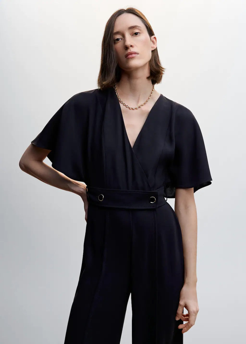 Buttoned long jumpsuit