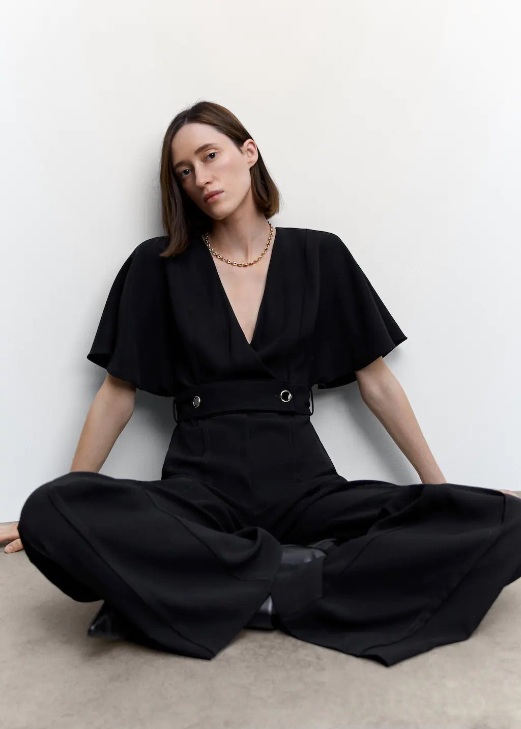 Buttoned long jumpsuit