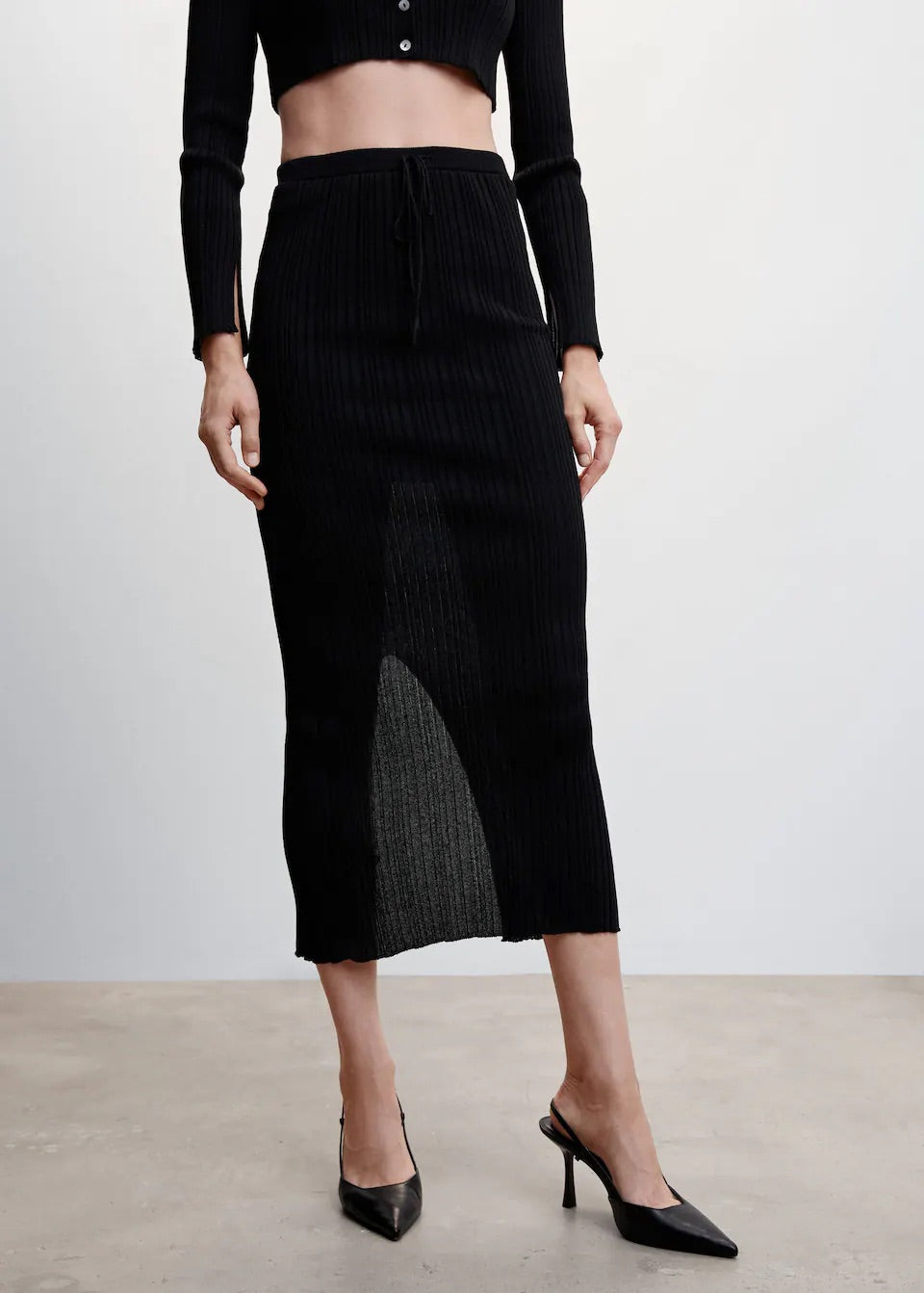 Ribbed midi skirt