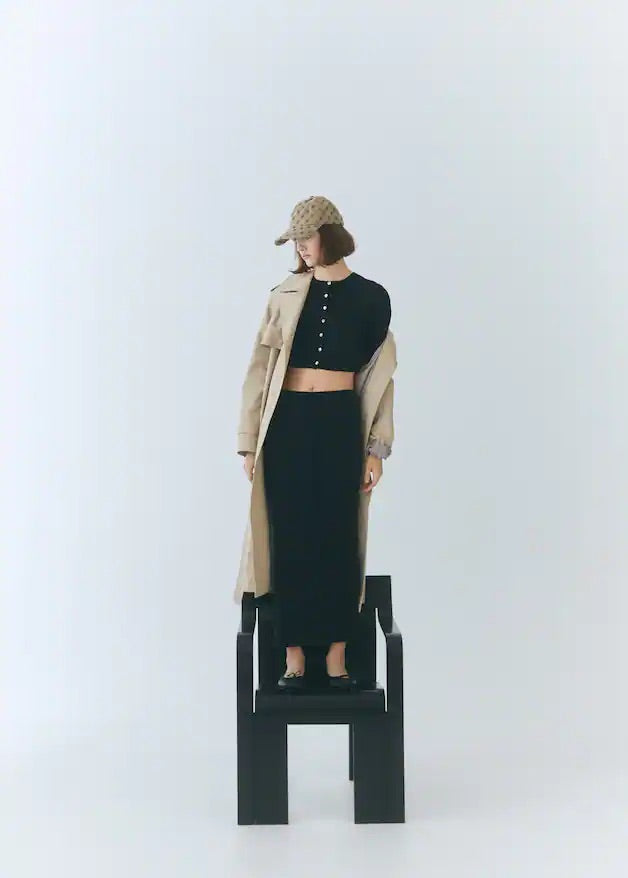 Ribbed midi skirt