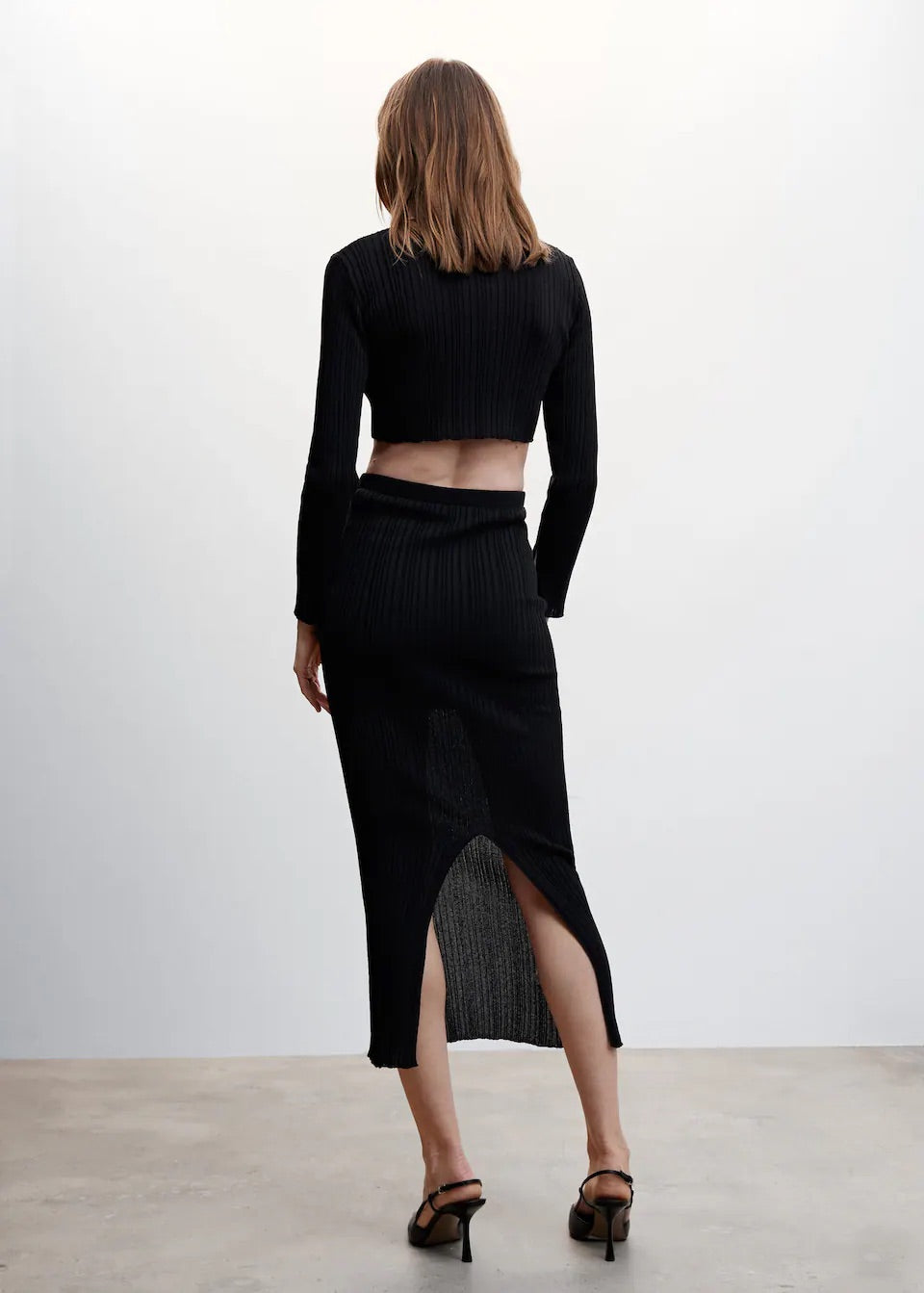 Ribbed midi skirt