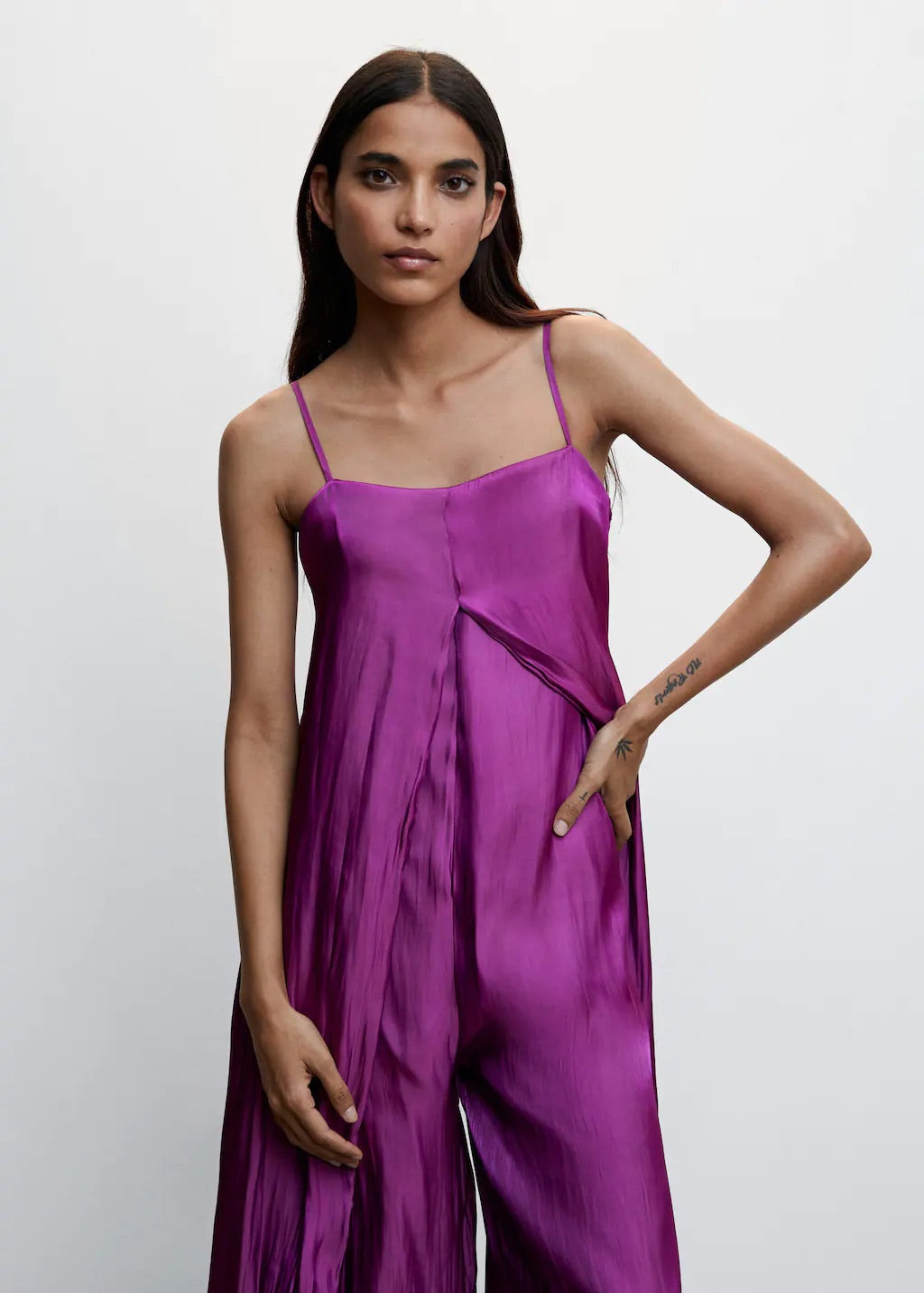 Satin-finish coverall opening