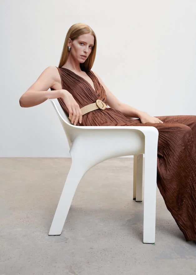 Satin jumpsuit with belt