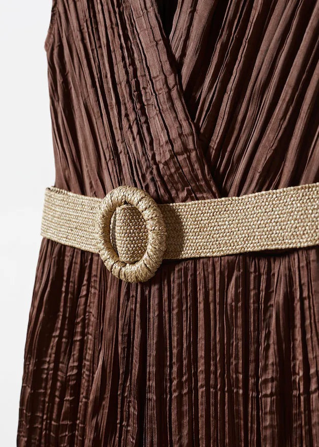 Satin jumpsuit with belt