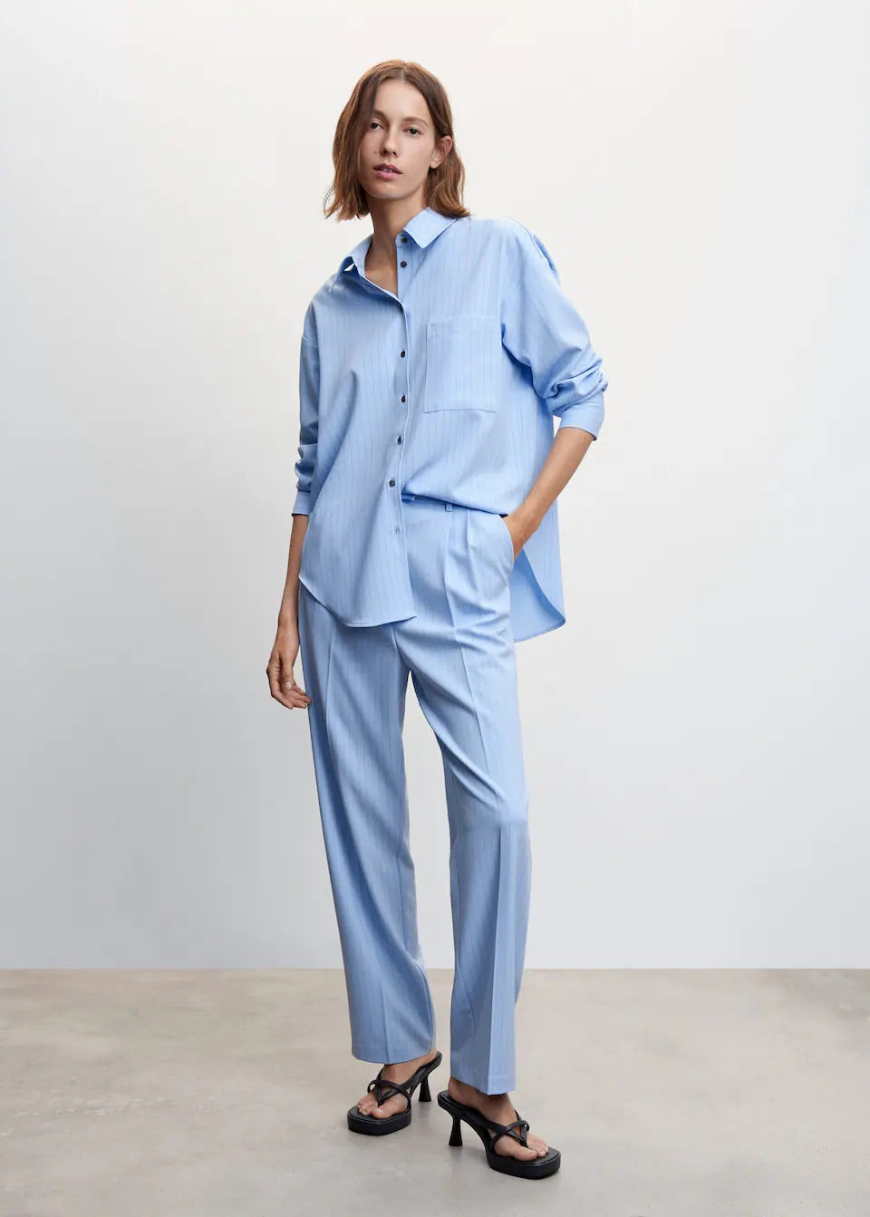 Chalk-stripe straight trousers