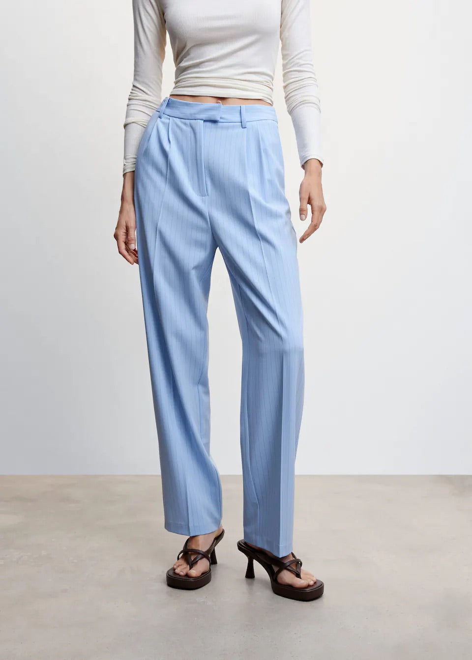 Chalk-stripe straight trousers