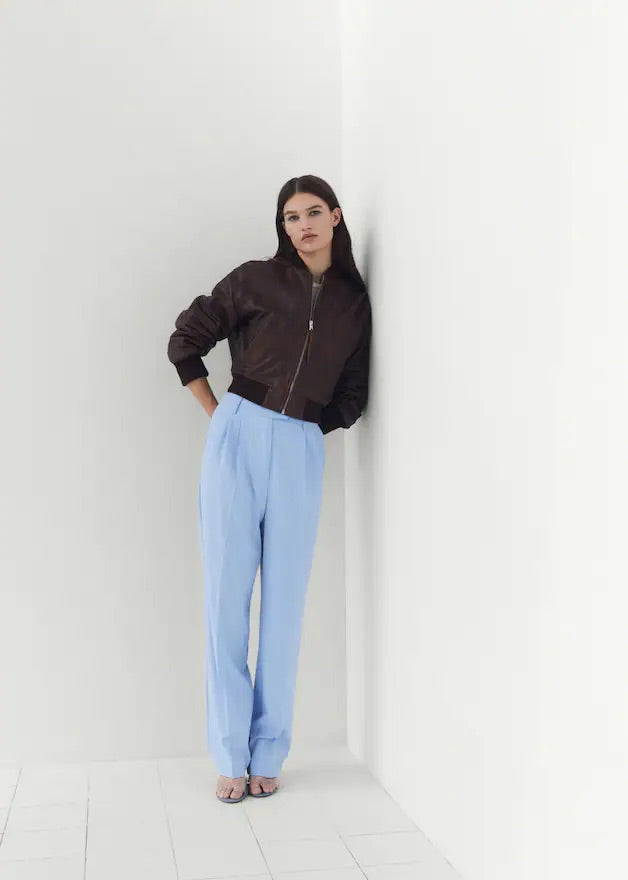 Chalk-stripe straight trousers