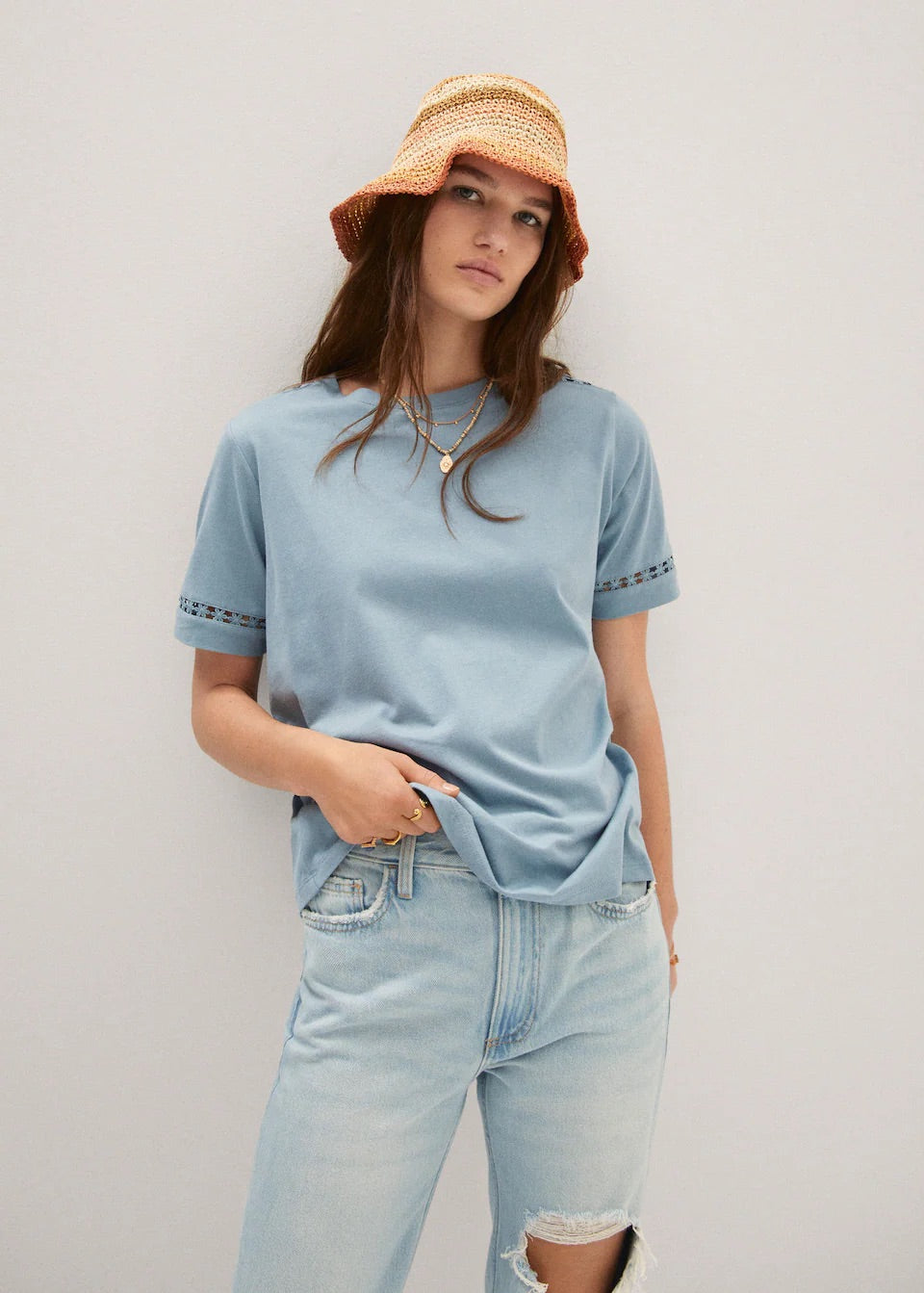 Embroidered detail T-shirt