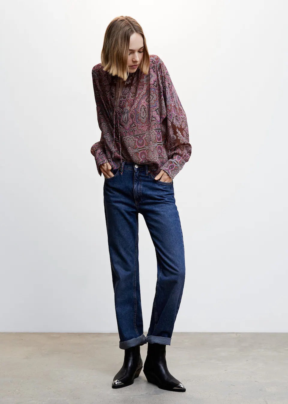 Bow printed blouse