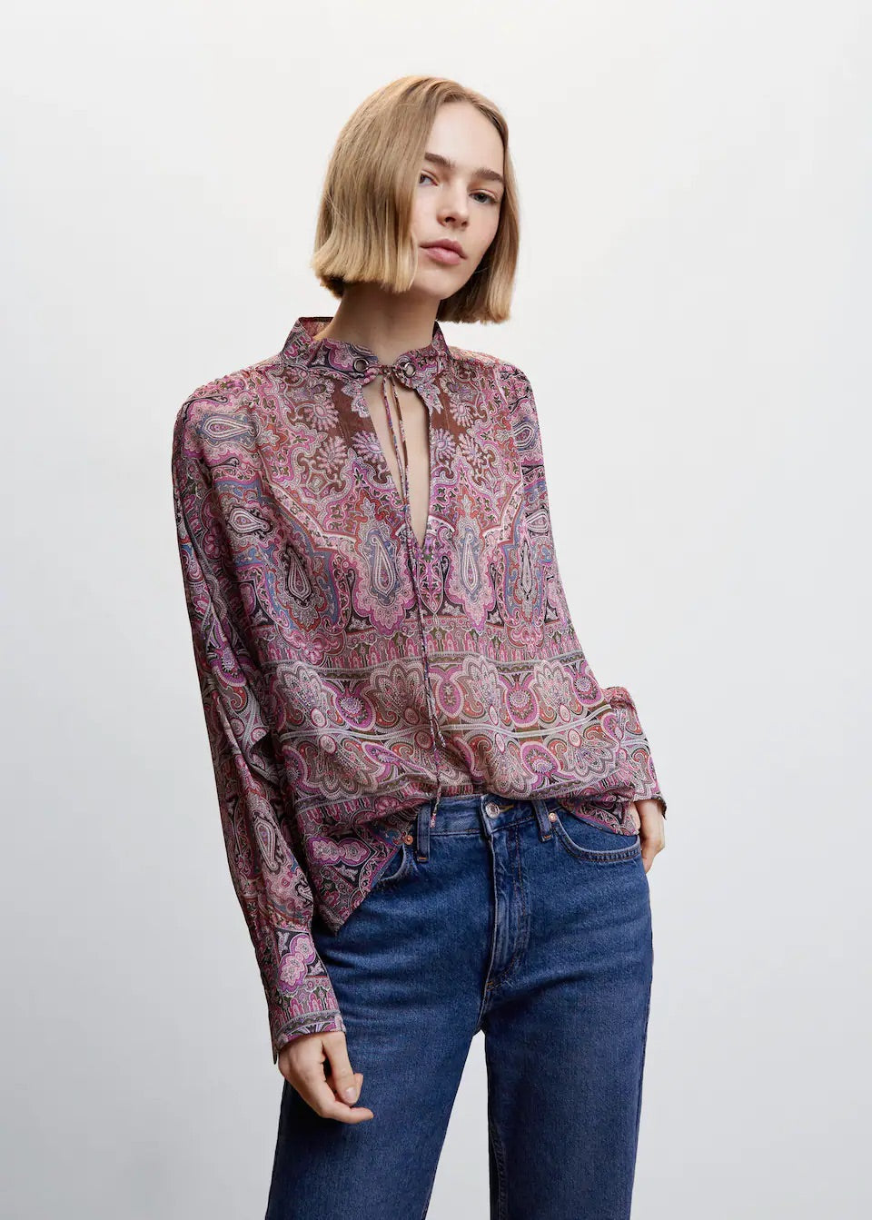 Bow printed blouse