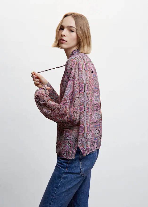 Bow printed blouse