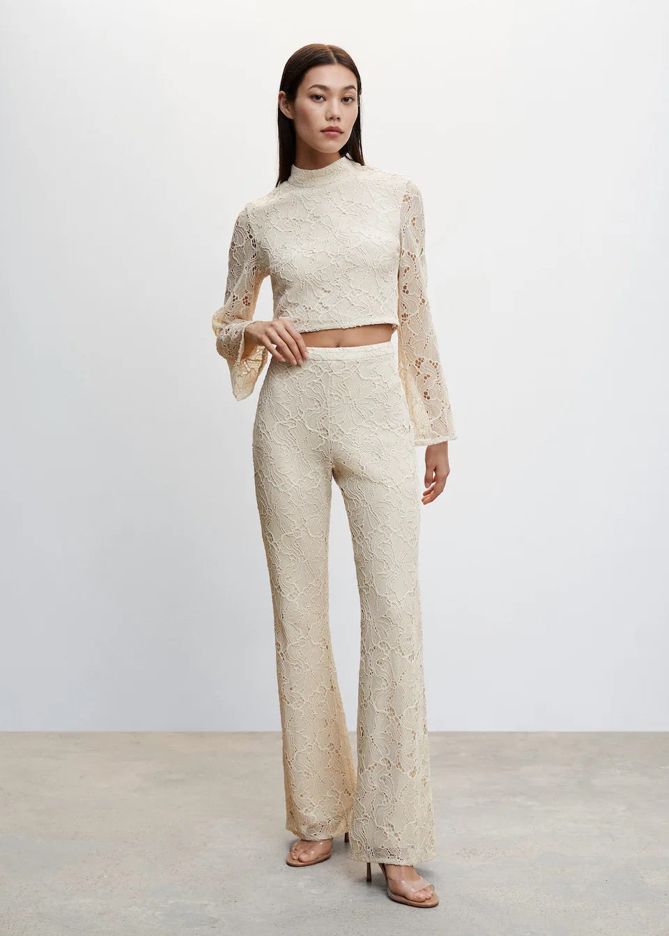 Lace flare trousers