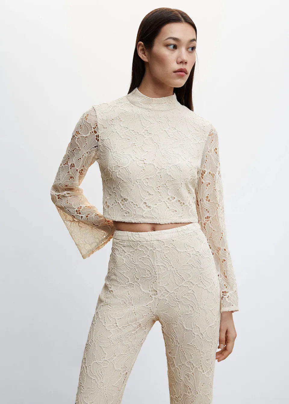 Lace flare trousers