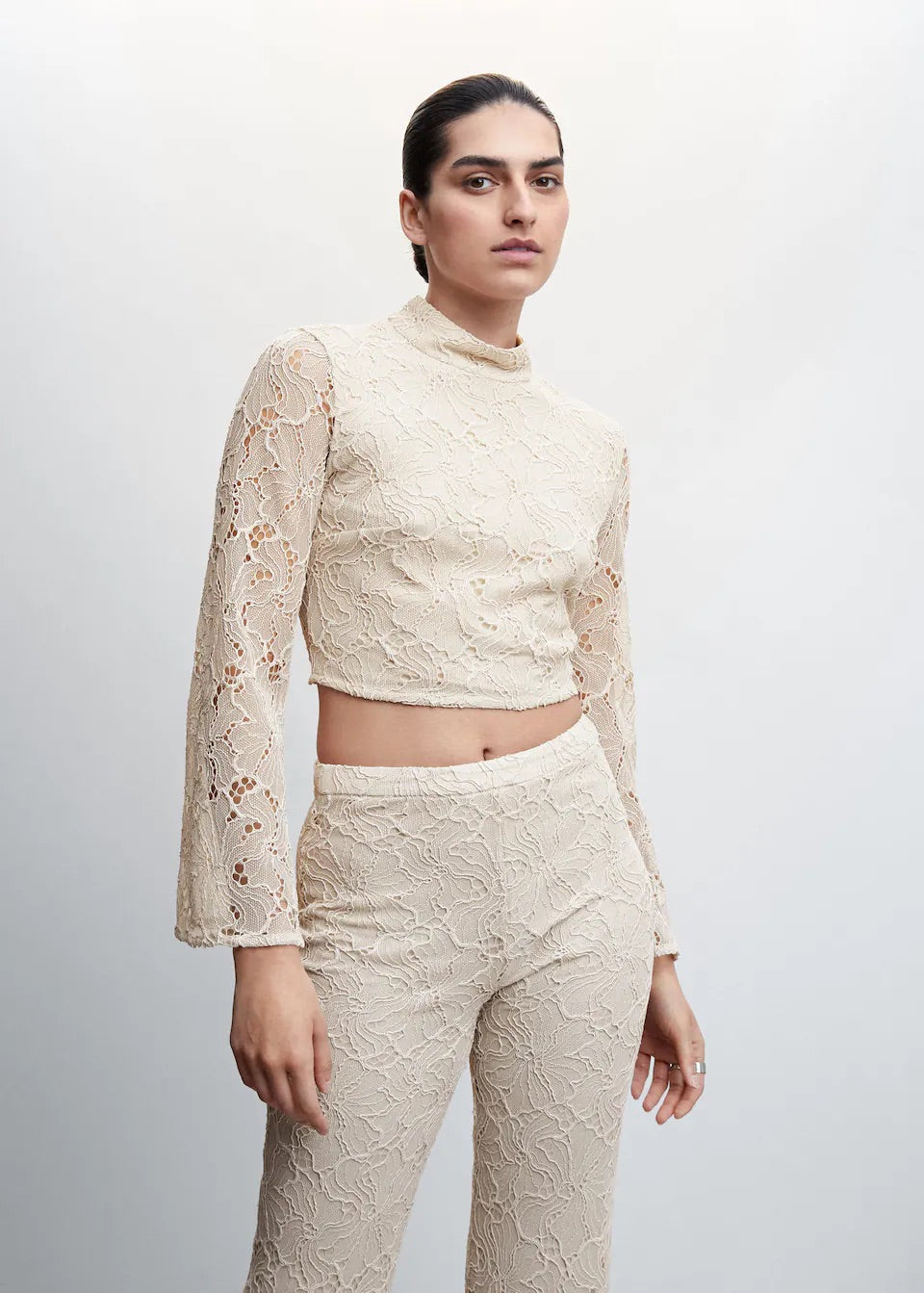 Lace flare trousers